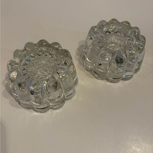 Princess House Crystal 3 Way Reversible Candle Holder Set Of 2
